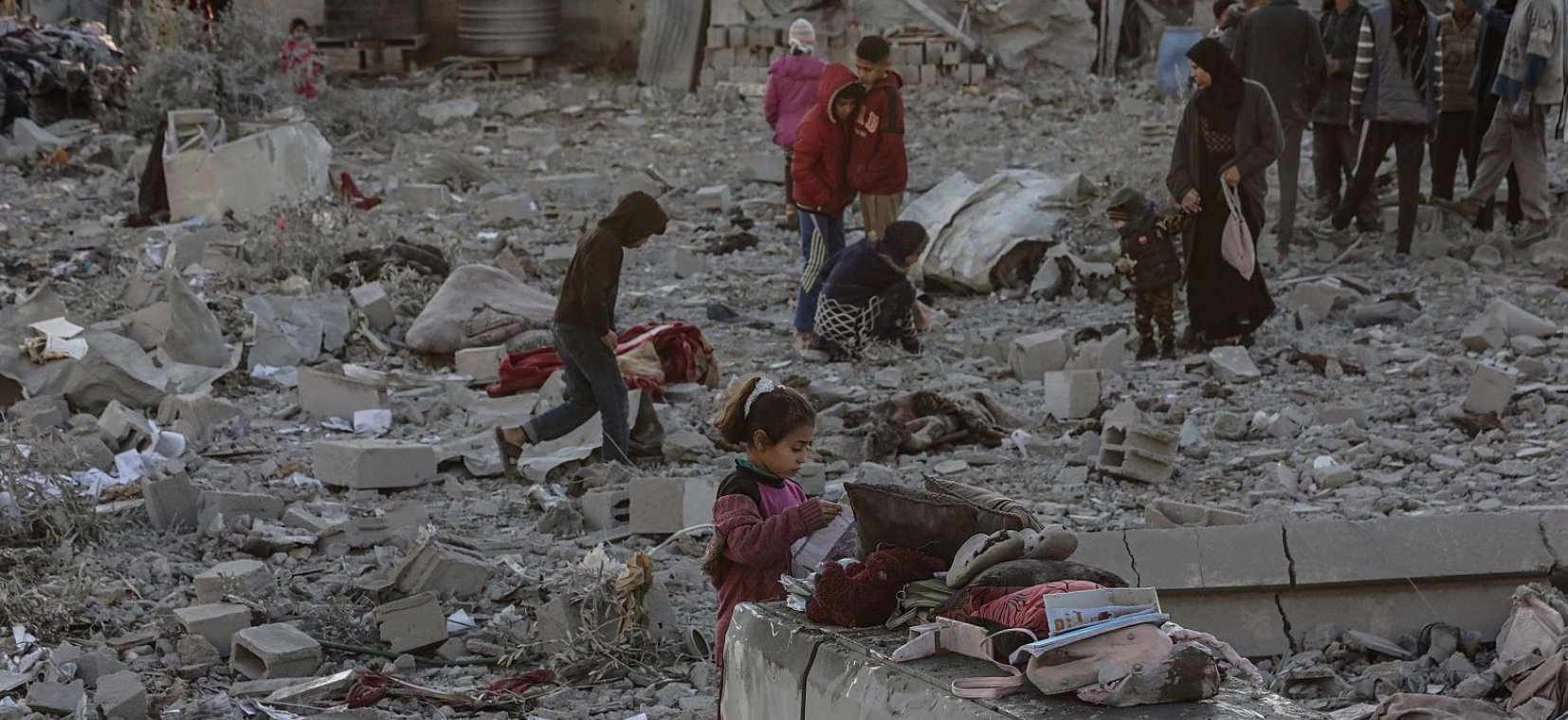 Children among ruins in Gaza